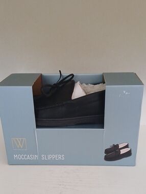 Men's Black Moccasin Slippers
